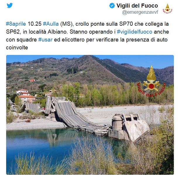 انهيار جسر في إيطاليا.. ولولا كورونا لحلت كارثة