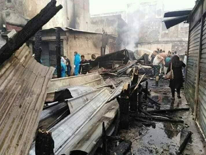 حريق بسوق الحفصية وخسائر مادية