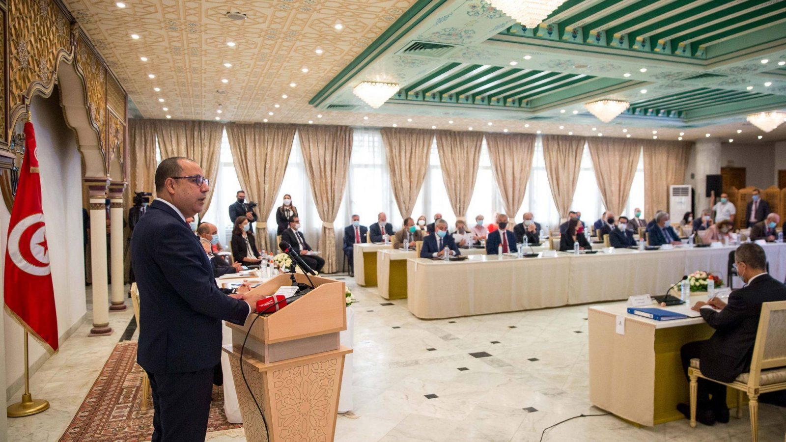 المشيشي: دعم حقوق الشعب الفلسطيني ورفض الحلول العسكرية والتدخل في شؤون ليبيا