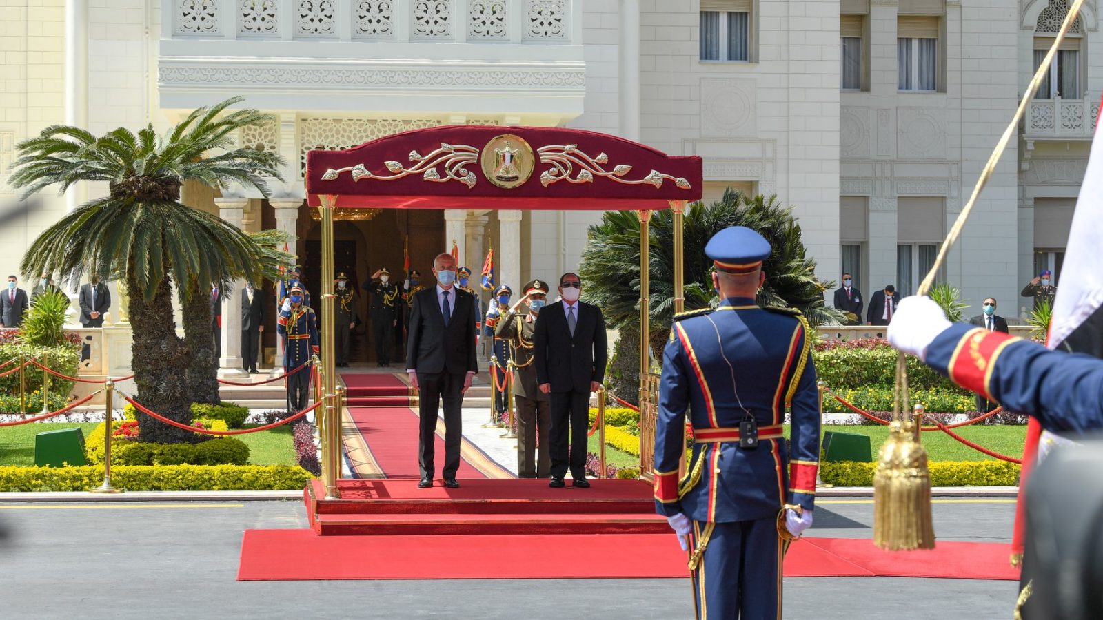 استقبال رسمي لقيس سعيد بقصر الاتحادية (فيديو)