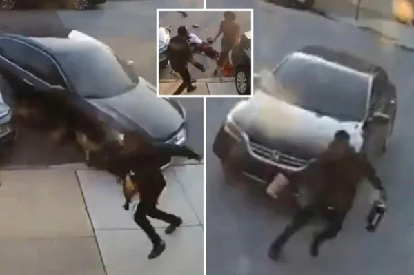 بالفيديو / صادم …سيدة تحاول دهس زوجها