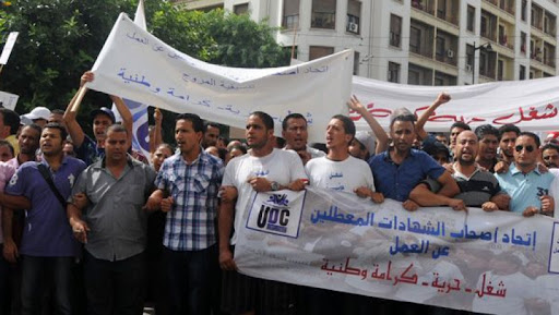 وقفة احتجاجية للمعطلين عن العمل أمام مقر رئاسة الحكومة.. وهذه مطالبهم