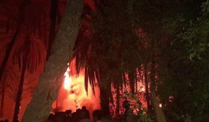 توزر/ اندلاع حريق في الواحة القديمة (صور)