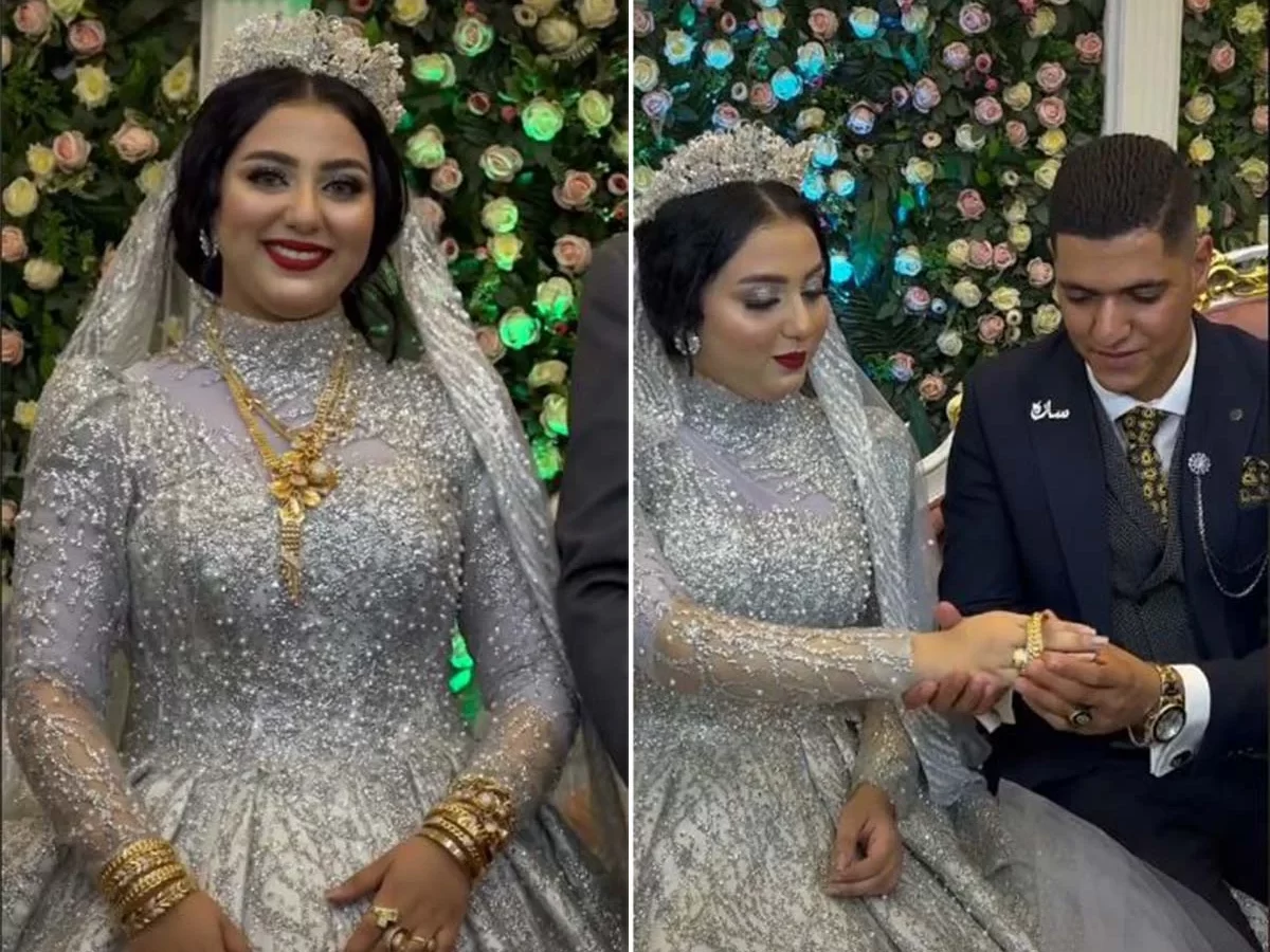 شاهد كيف زاد وزن إبنة العمدة ربع كيلو خلال حفل زفافها