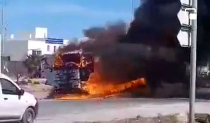 برج العامري/ انفجار شاحنة غاز (فيديو)