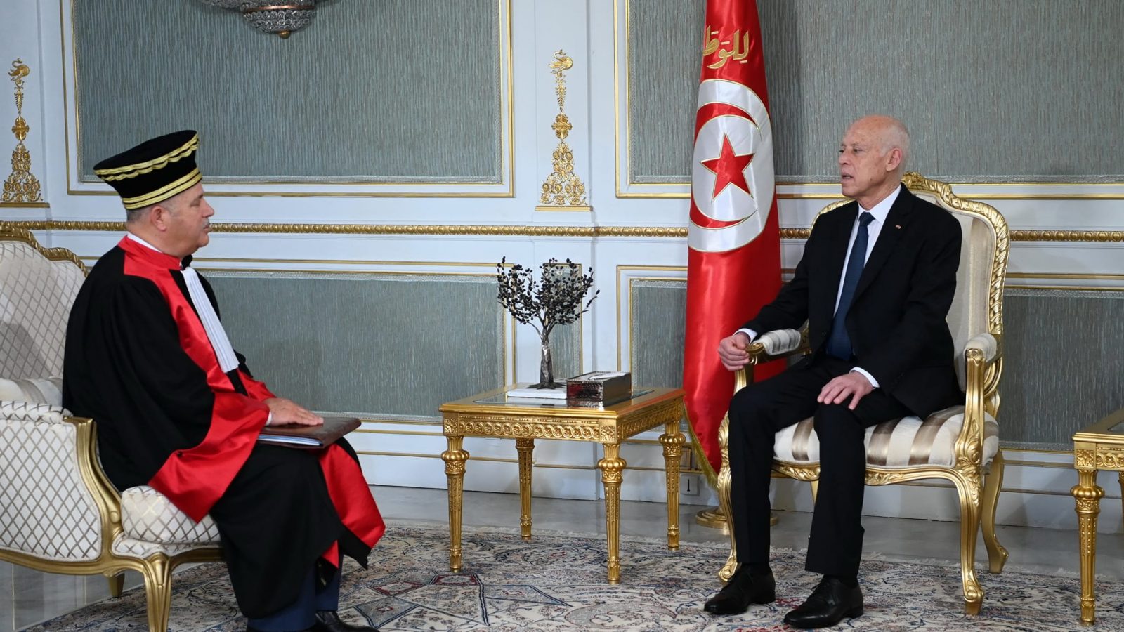 الحركة القضائية محور لقاء سعيد برئيس المجلس المؤقت للقضاء (فيديو)