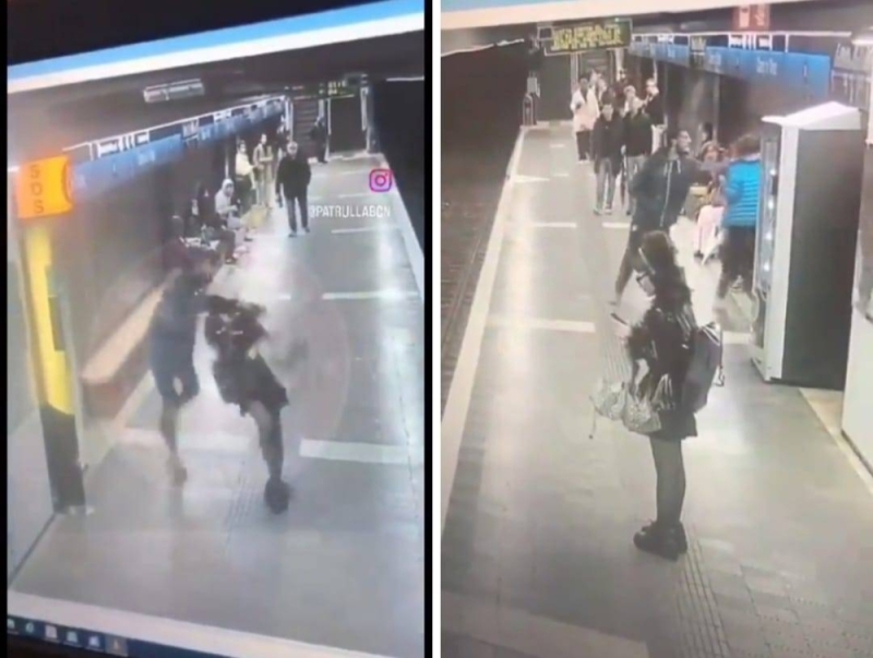 شاهد.. مهاجر يعتدي على النساء بالضرب دون سبب في محطة مترو