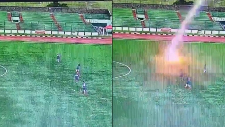 شاهد/ صاعقة تُنهي حياة لاعب كرة قدم أثناء المباراة