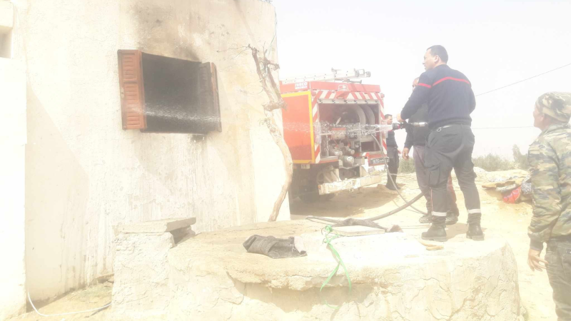 سبيطلة/ حريق بمنزل يتسبب في إصابة شخصين