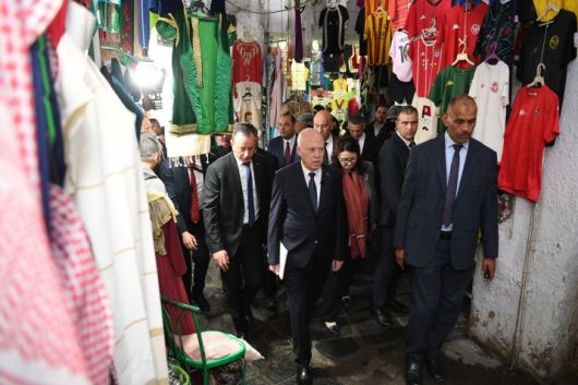 سعيّد في زيارة إلى المدينة العتيقة وشارع الحبيب بورقيبة‎