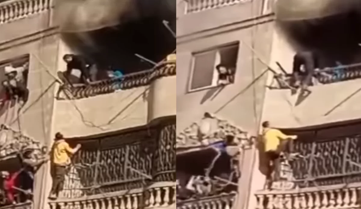 مشهد بطولي لشباب ينقذون أطفالا من حريق (فيديو)