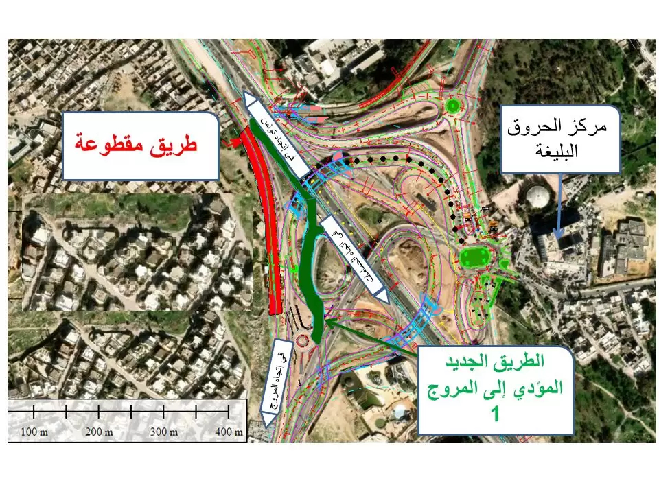تحويل جزئي لحركة المرور على مستوى مدخل المروج وفوشانة