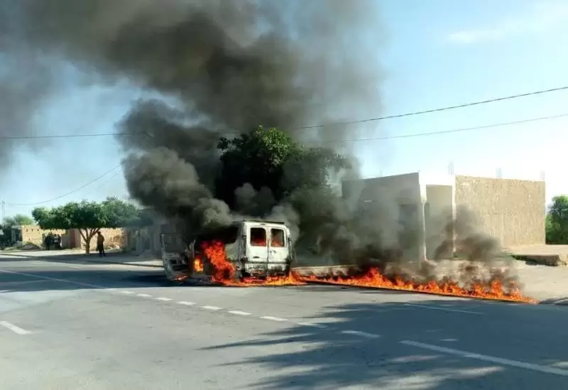 سيدي بوزيد .. حريق يلتهم لواج