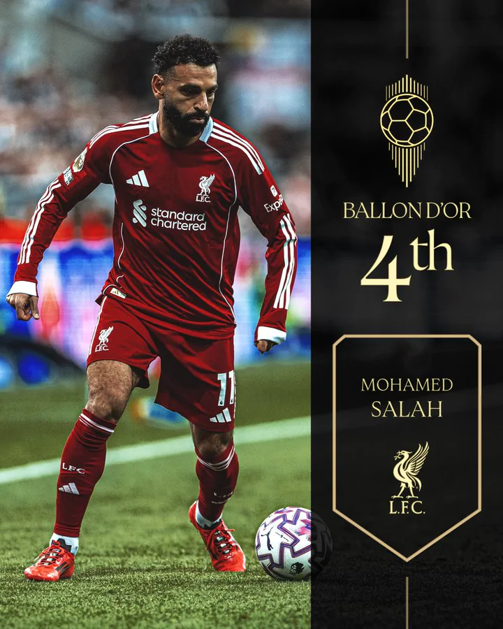 رد فعل ليفربول بعد خسارة محمد صلاح الكرة الذهبية (صورة)