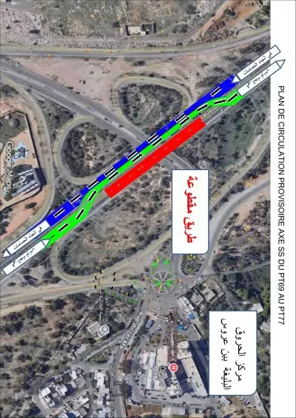 تحويل جزئي لحركة المرور بالطريق 22 على مستوى مستشفى الحروق ببن عروس