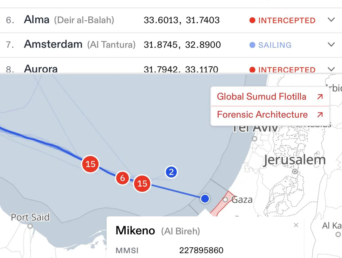 عاجل.. سفينة من أسطول الصمود تصل المياه الإقليمية لـ.غزة