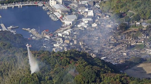 اليابان.. حريق ضخم يلتهم أكثر من 170 بناية سكنية